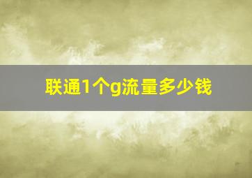 联通1个g流量多少钱