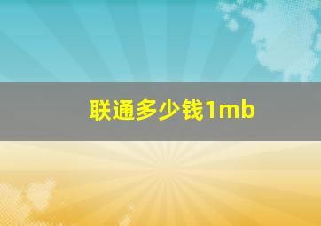 联通多少钱1mb