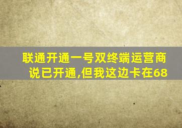 联通开通一号双终端运营商说已开通,但我这边卡在68