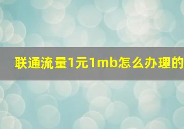 联通流量1元1mb怎么办理的