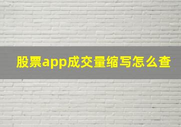 股票app成交量缩写怎么查