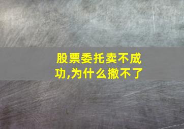 股票委托卖不成功,为什么撤不了