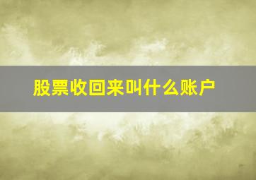 股票收回来叫什么账户