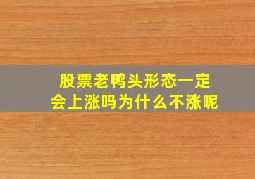 股票老鸭头形态一定会上涨吗为什么不涨呢