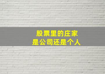 股票里的庄家是公司还是个人