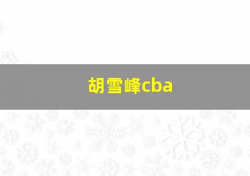 胡雪峰cba