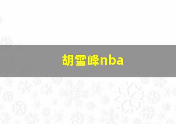 胡雪峰nba