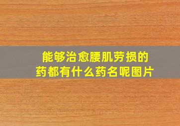 能够治愈腰肌劳损的药都有什么药名呢图片