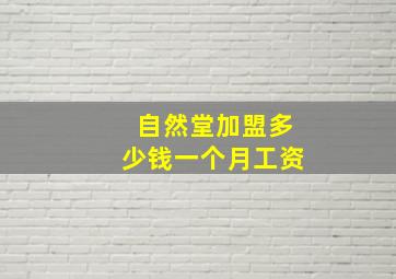 自然堂加盟多少钱一个月工资