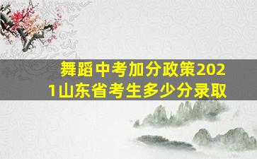 舞蹈中考加分政策2021山东省考生多少分录取