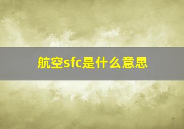 航空sfc是什么意思