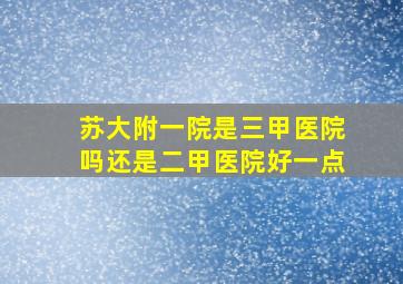 苏大附一院是三甲医院吗还是二甲医院好一点