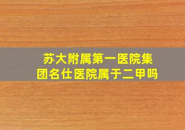 苏大附属第一医院集团名仕医院属于二甲吗