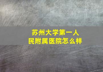 苏州大学第一人民附属医院怎么样