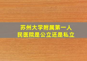 苏州大学附属第一人民医院是公立还是私立