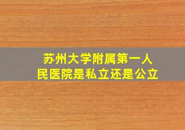 苏州大学附属第一人民医院是私立还是公立