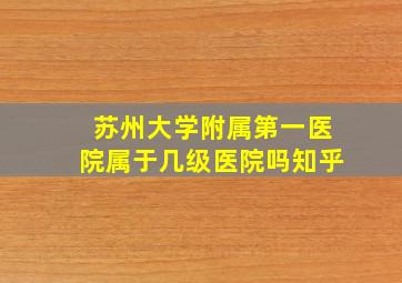 苏州大学附属第一医院属于几级医院吗知乎