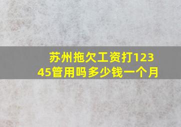 苏州拖欠工资打12345管用吗多少钱一个月