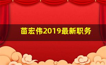 苗宏伟2019最新职务