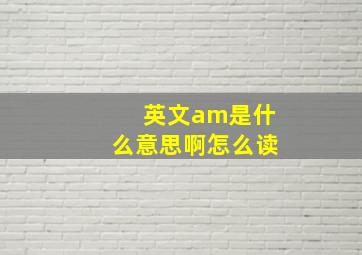 英文am是什么意思啊怎么读