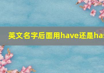 英文名字后面用have还是has