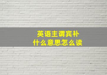 英语主谓宾补什么意思怎么读