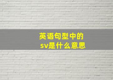 英语句型中的sv是什么意思