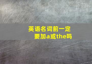 英语名词前一定要加a或the吗