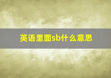 英语里面sb什么意思