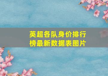 英超各队身价排行榜最新数据表图片