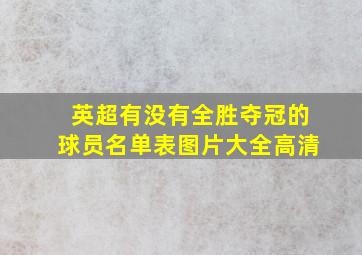 英超有没有全胜夺冠的球员名单表图片大全高清