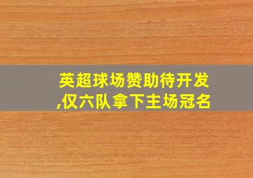 英超球场赞助待开发,仅六队拿下主场冠名