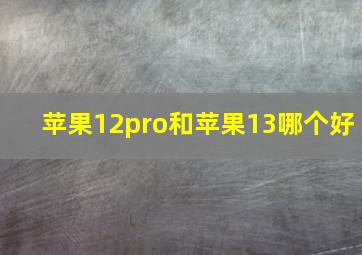 苹果12pro和苹果13哪个好