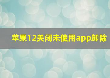 苹果12关闭未使用app卸除