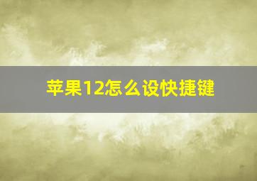 苹果12怎么设快捷键