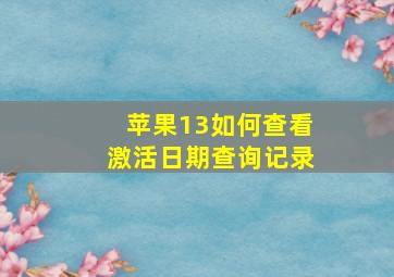 苹果13如何查看激活日期查询记录