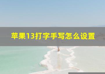 苹果13打字手写怎么设置