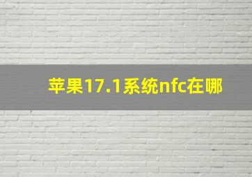 苹果17.1系统nfc在哪