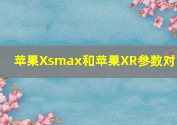 苹果Xsmax和苹果XR参数对比