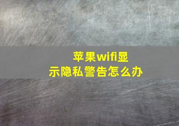 苹果wifi显示隐私警告怎么办