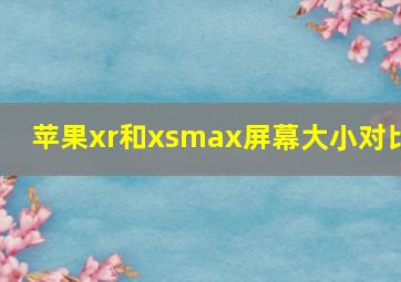 苹果xr和xsmax屏幕大小对比