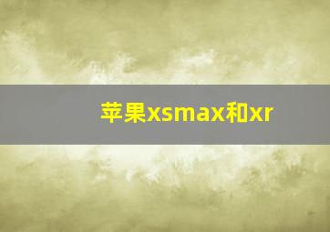 苹果xsmax和xr