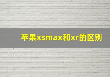 苹果xsmax和xr的区别