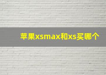 苹果xsmax和xs买哪个