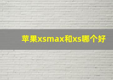 苹果xsmax和xs哪个好