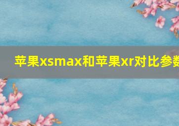 苹果xsmax和苹果xr对比参数