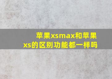 苹果xsmax和苹果xs的区别功能都一样吗