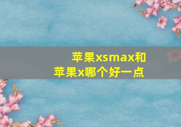 苹果xsmax和苹果x哪个好一点