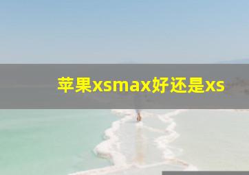 苹果xsmax好还是xs