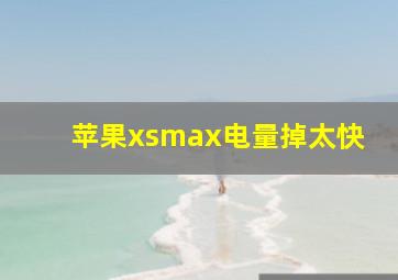 苹果xsmax电量掉太快